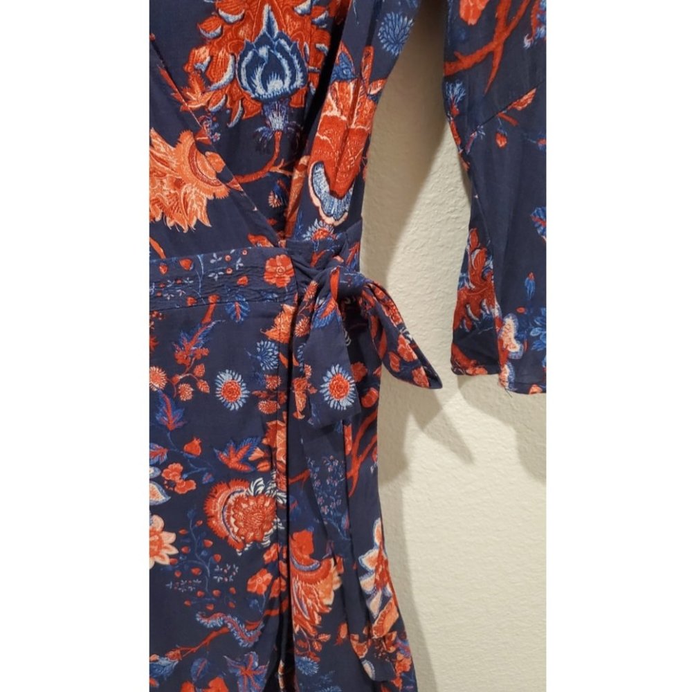 SPRINGFIELD Navy Floral Wrap Mini Dress - Picture 4 of 5